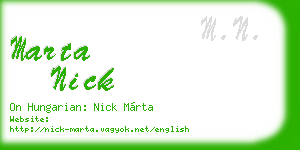 marta nick business card